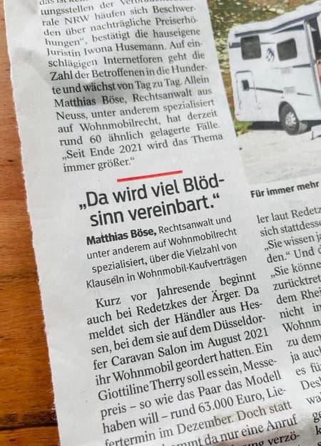 Preiserhöhung beim Wohnmobilkauf