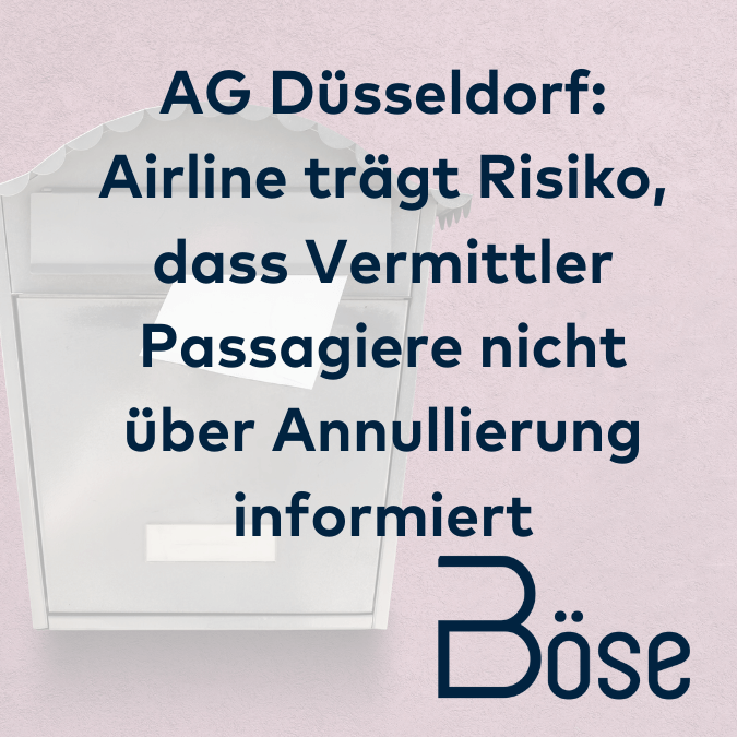 AG Duesseldorf Zugang Mail Annullierung Ausgleichszahlung