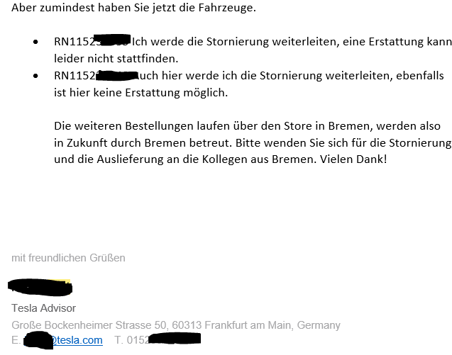 Wird meine  Bestellung jetzt storniert? (Geld, stornieren