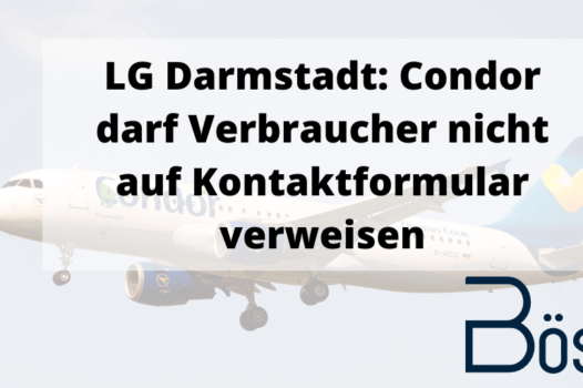 LG Darmstadt Condor darf Verbraucher nicht auf Kontaktformular verweisen