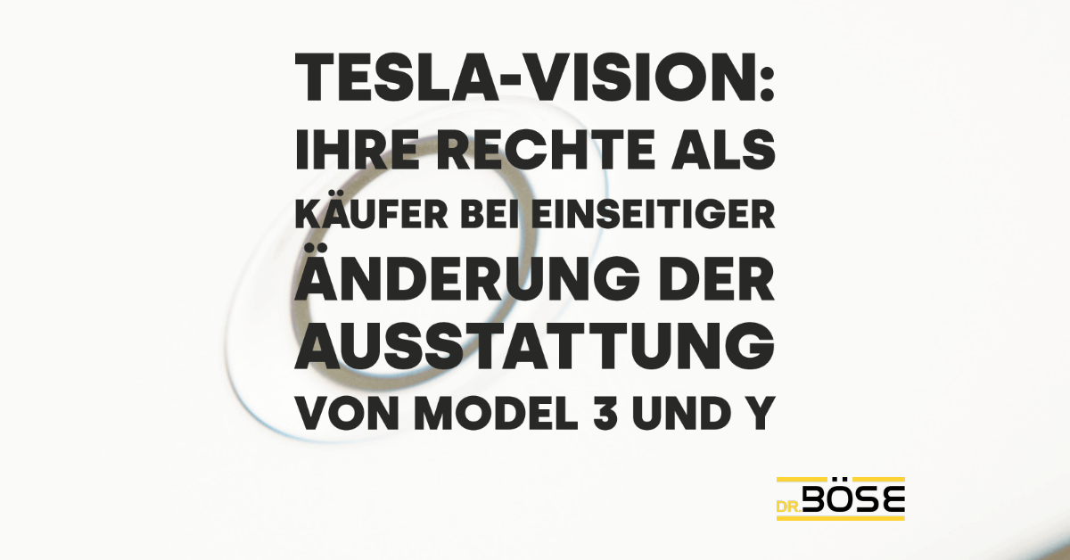 Tesla Vision USS Rechte als Kaeufer Model Y Model 3
