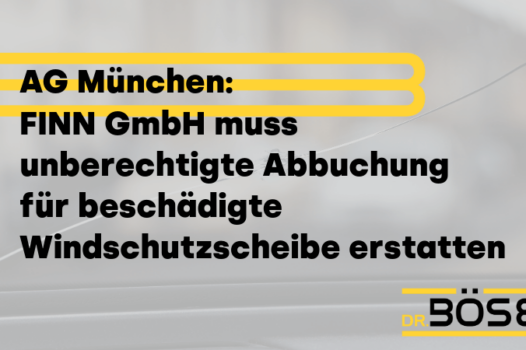 Finn GmbH Mietwagen Windschutzscheibe Steinschlag Schadensersatzanspruch