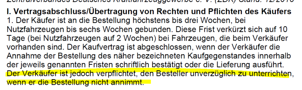 Auszug der AGB der Wohnmobile Erlangen GmbH