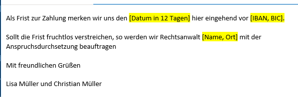 Muster einer E-Mail